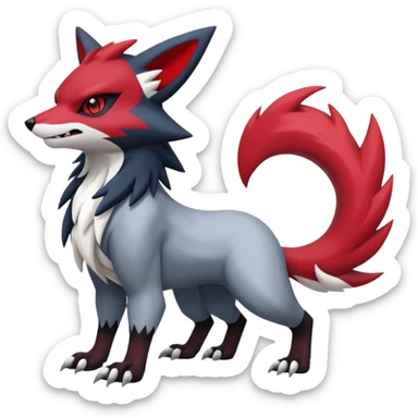 Zoroark-Zorua-Zangoose-Obstagoon-Absol-hybrid-fusion, full body sticker
