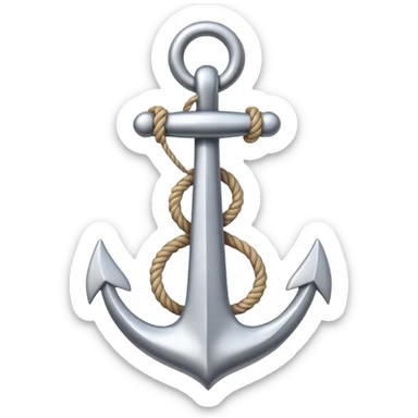 Je veux un emoji encre dans ce style là : ⚓ je veux qu’il représente sentimental par un noeud : 🪢 peut tu me faire l’ancre en argent  sticker