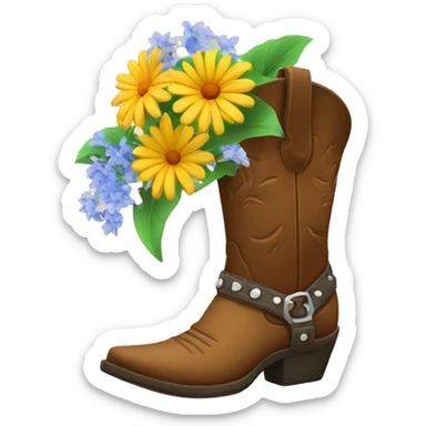 Cowboy boot with flowers sticker