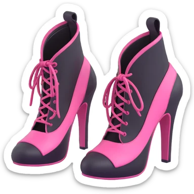 BLACKPINK-inspired gothic shoes, no hearts, black and pink, cute  sticker