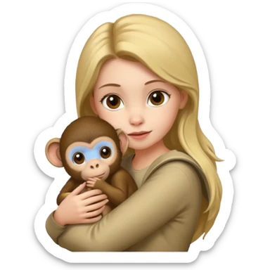 girl with baby monkey on shoulder sticker