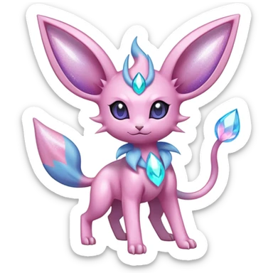 Shiny Cool Sparkly Cute Ethereal Espeon-Sylveon-Nidorino-Fakemon-hybrid-fusion- full body sticker