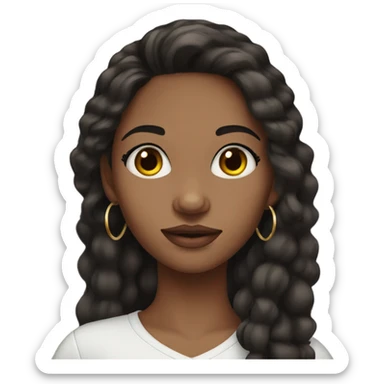 Dark brown haired girl with long lashes and hoop earrings sticker