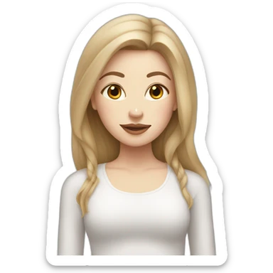 White Girl with straight dark blonde hair with big lips in yoga position sticker