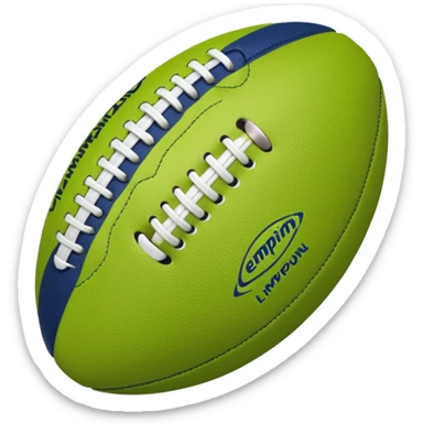 American football with lime green leather and navy-blue stitching sticker