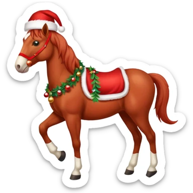 Christmas red horse with a full-length sticker