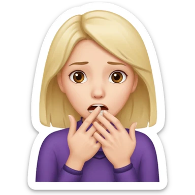 scared woman with her hand on mouth sticker