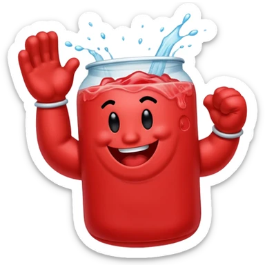 Kool Aid Man crashing through a wall, energetic pose sticker