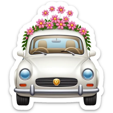 luxury car with wedding decorations sticker