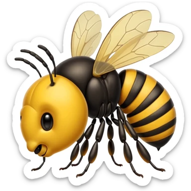 una abeja con cabeza de señor canoso viejo y robusto, el cuerpo de la abeja dejalo sin cambiar sticker