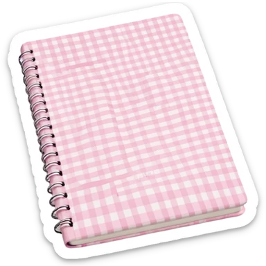 Cute  journal cover, pastel pink gingham pattern
Handwritten feminine typography, soft aesthetic, cozy girl vibe
Clean product mockup, minimal shadows, lifestyle stationery style sticker