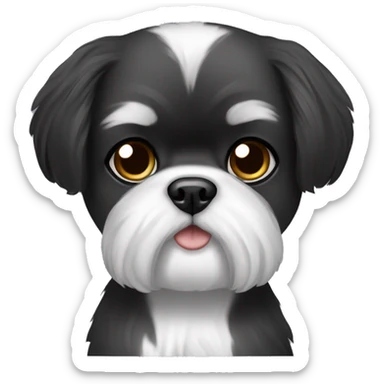 My dog is a Shih Tzu with black and white fur, a round face, and cute eyes. Can you make an emoji that looks like her? sticker