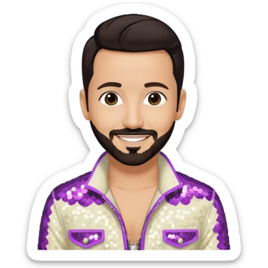 AJ McLean from Backstreet Boys with dark brown hair, ivory sequin outfit sticker