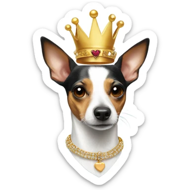 Rat terrier wearing a crown  sticker
