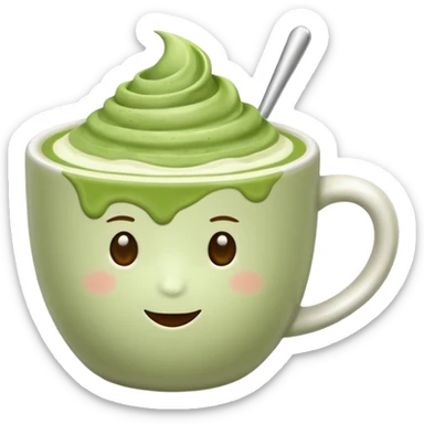 matcha latte in a cup without a spoon sticker