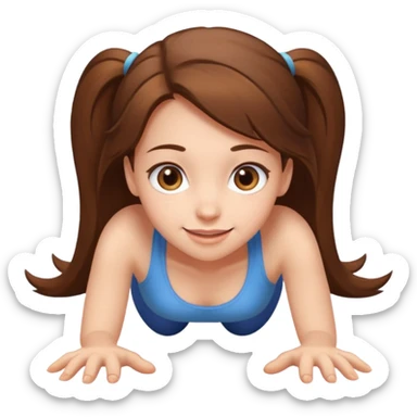 girl on all fours crawling toward you, cheerful, direct eye contact sticker