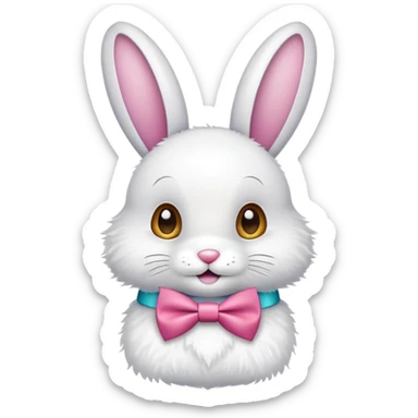 cute Easter bunny wearing colorful bow tie sticker