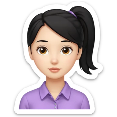 cewe lembut rambut hitam  kuncir satu kayak cute gitu tapi gausah adakepangnya  dan sudah agak dewasa gitu bajunya yang cute blouse sticker