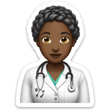 Black girl with knotless braids and nurse scrubs sticker