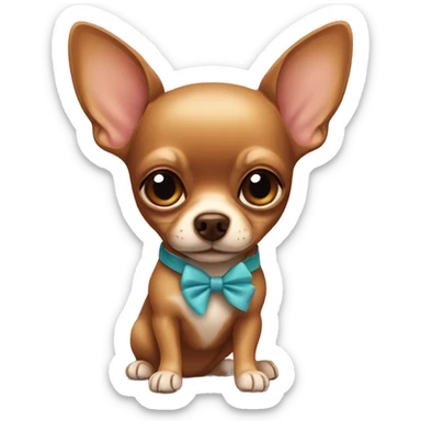 Brown chihuahua with a bow  sticker