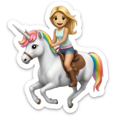 Girl-riding-rainbow-unicorn sticker