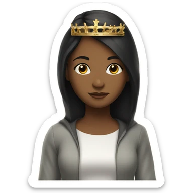 black-haired girl in indoor setting with crown  sticker