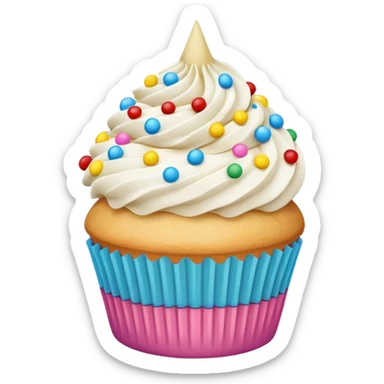 Vanilla Cupcake with white icing and colorful sprinkles  sticker