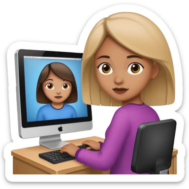a girl entering/walking a computer room in an organized manner sticker