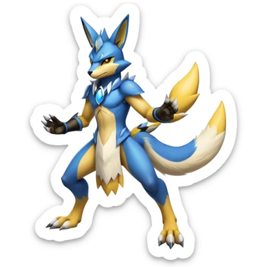 Shiny Epic Handsome Badass Lucario-Renamon-Zeraora-hybrid (Full body) sticker