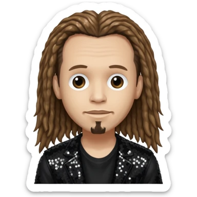 James Munky Shaffer from Korn with long light brown hair, light skin, black sequin outfit sticker