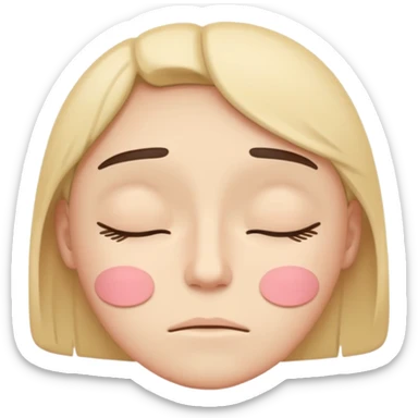 minimal flat emoji of a fatigued face,
half-closed eyes,
slightly uneven eyelids,
low-energy expression,
cool pastel muted tones,
modern mental health app style,
transparent background,
vector illustration sticker