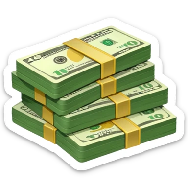 cash pile, make bills rectangular, next to a 10x sticker