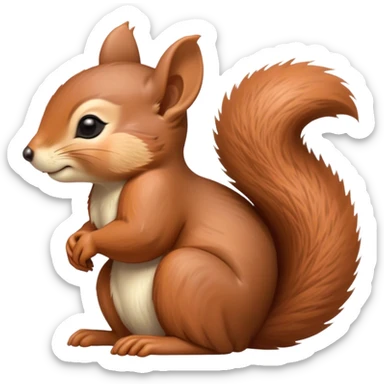 Beautiful and Majestic Squirrel Portrait Emoji, Head and body rendered in serene repose with a gentle, content smile and softly closed eyes, showcasing a delicately textured, bushy-tailed form and perky little ears, Simplified yet exquisitely endearing features, highly detailed, glowing with a soft, drowsy woodland light, high shine, relaxed and utterly enchanting, stylized with an air of timeless forest majesty, soft glowing outline, capturing the essence of a beautiful and majestic squirrel that embodies the pure charm of nature! sticker