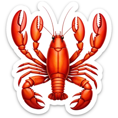 Cinematic bright red rock lobster, detailed hard shell, claws slightly open, freshly cooked, warm glowing tones, rich and indulgent. sticker