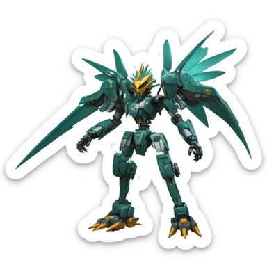 futuristic mechanical spiky Medabot-raptor-dragon-Bionicle-mecha full body sticker
