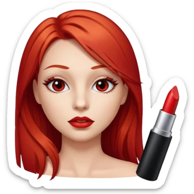 una chica con los labios y los ojos maquillados, de piel blanca con el pelo liso y largo y pelirrojo sticker