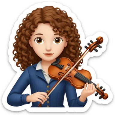 girl with curly brown long hair playing violin sticker