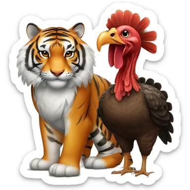 A tiger and a turkey sticker