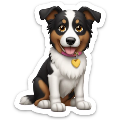 Perro border colli con niña morenita sticker