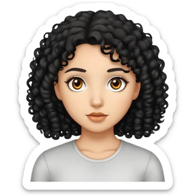 Girl with black curly hair and brown eyes  sticker