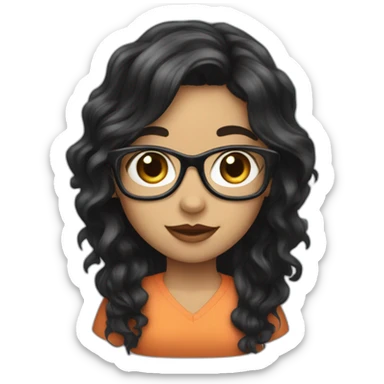 girl programmer with black wavy hair and big eyes sticker