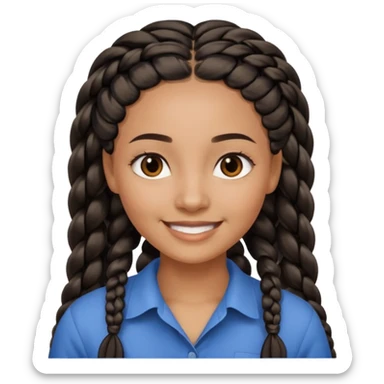 kenyan woman with long, black, braided hair in rows, brown eyes, pretty, round face, blond at tips of hair sticker