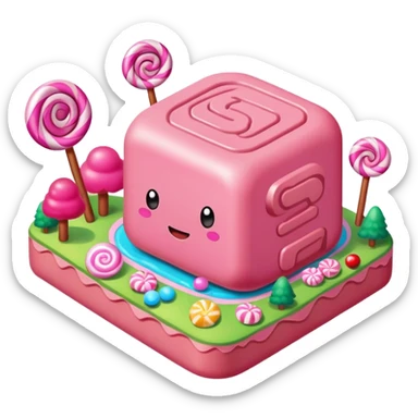 kawaii style SPAM MEAT candy land landscape  sticker