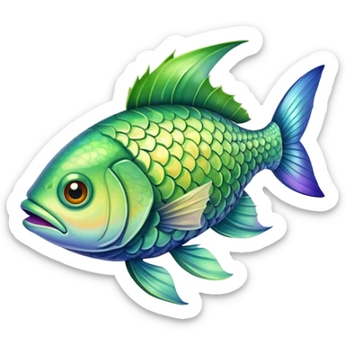 A fish with a leek sticker