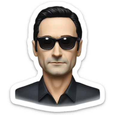 photo realistic Ralf Hutter from Kraftwerk, black hair, black glasses sticker