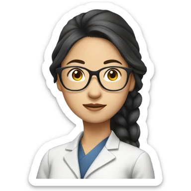 asian women with  pony tail and glasses  and look professor sticker
