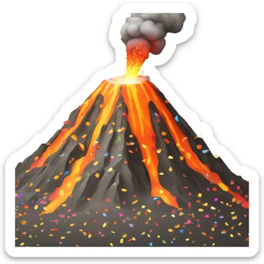 An exploding volcano but rather than lava it’s spewing out confetti  sticker