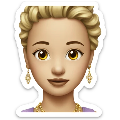 realistic portrait of girl with jewelry sticker