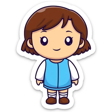 Adorable little gamer girly girl with brown hair  sticker