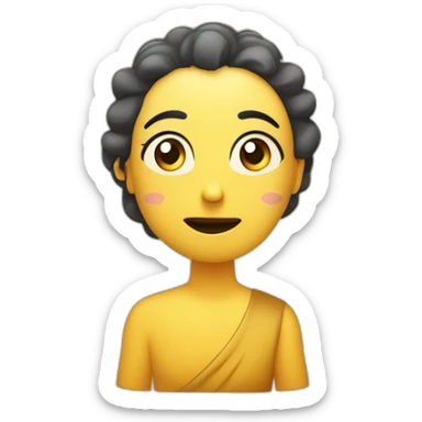 Una cara amarilla con cejas fruncidas mirando hacia arriba, con el pulgar y el índice en la barbilla. Diseñado para mostrar a una persona meditando o pensando en profundidad sticker